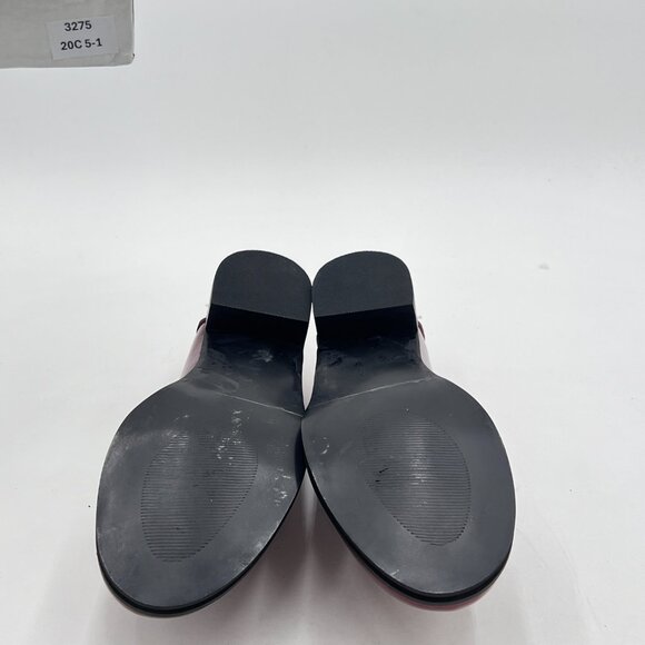 Pazzion Burgundy Girls Two Buckle Straps Pump Round Toe Low Chunky Heel Shoes - Picture 7 of 8